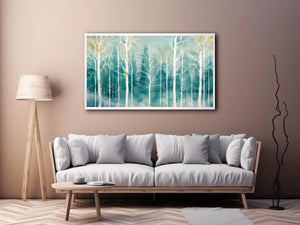 Misty forest with golden accents