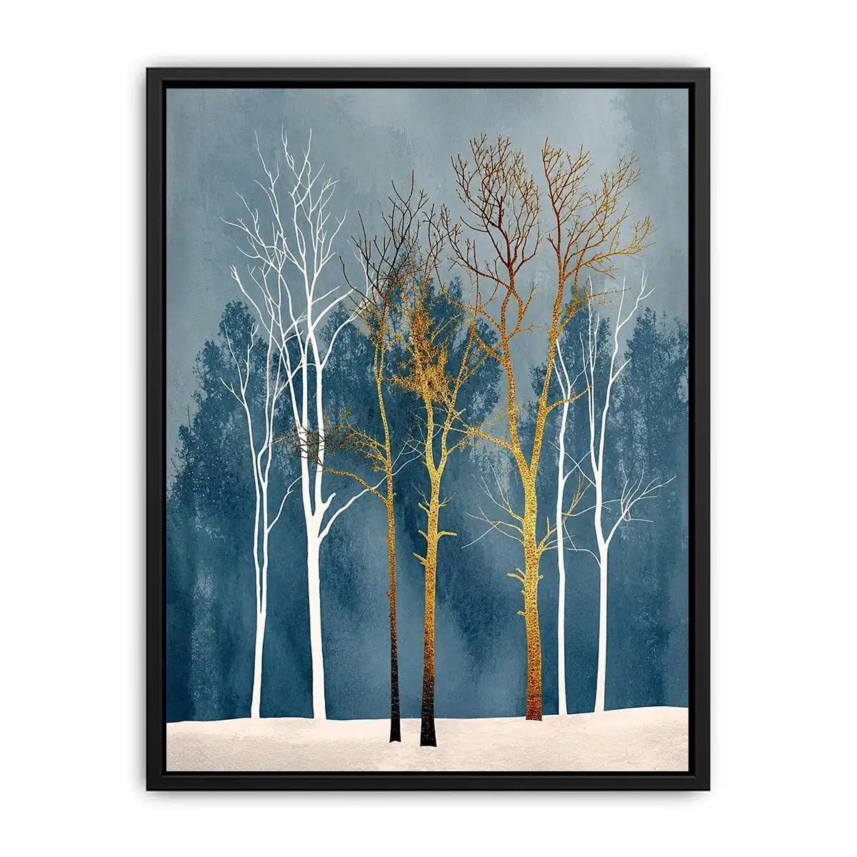 Winter forest in gold and white