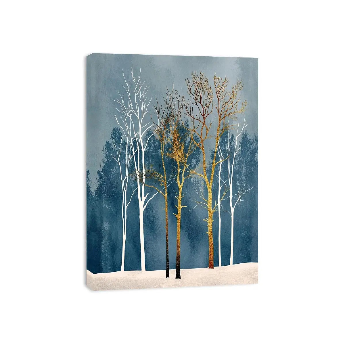 Winter forest in gold and white