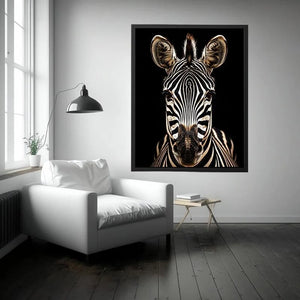 Zebra portrait in dramatic lighting