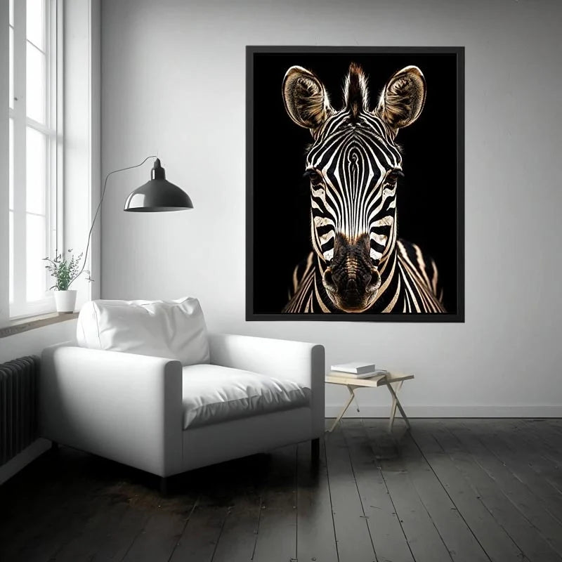 Zebra portrait in dramatic lighting