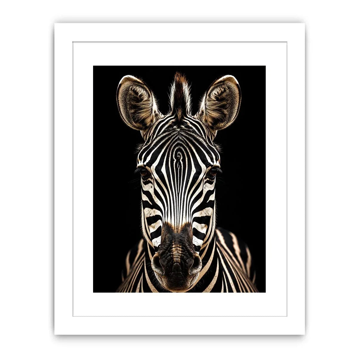 Zebra portrait in dramatic lighting