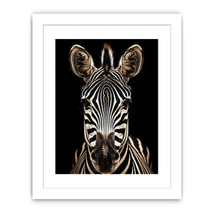 Zebra portrait in dramatic lighting