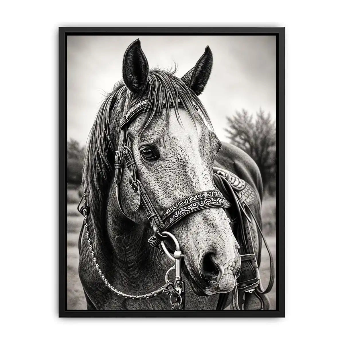 Serene equine portrait in black and white