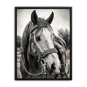 Serene equine portrait in black and white