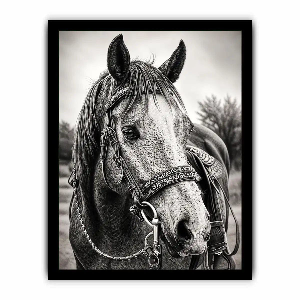 Serene equine portrait in black and white