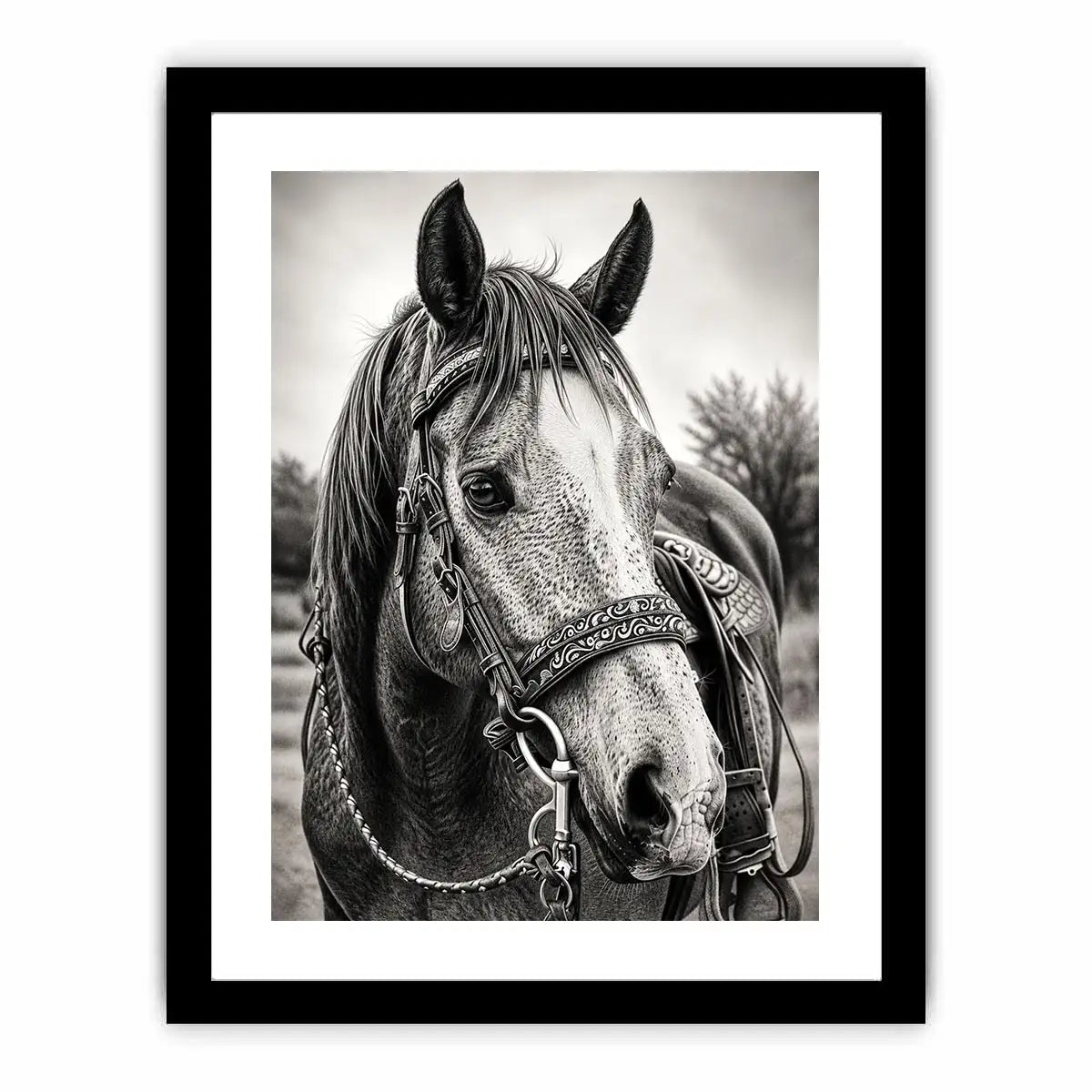 Serene equine portrait in black and white