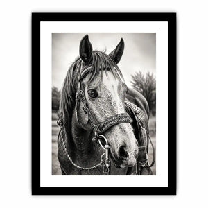 Serene equine portrait in black and white