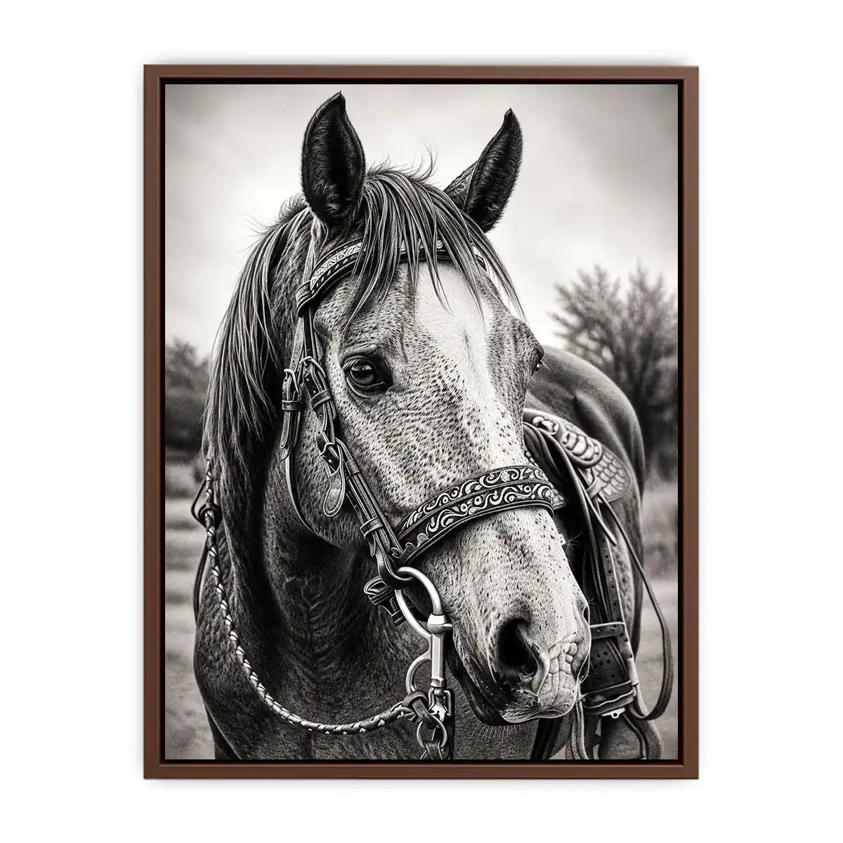 Serene equine portrait in black and white