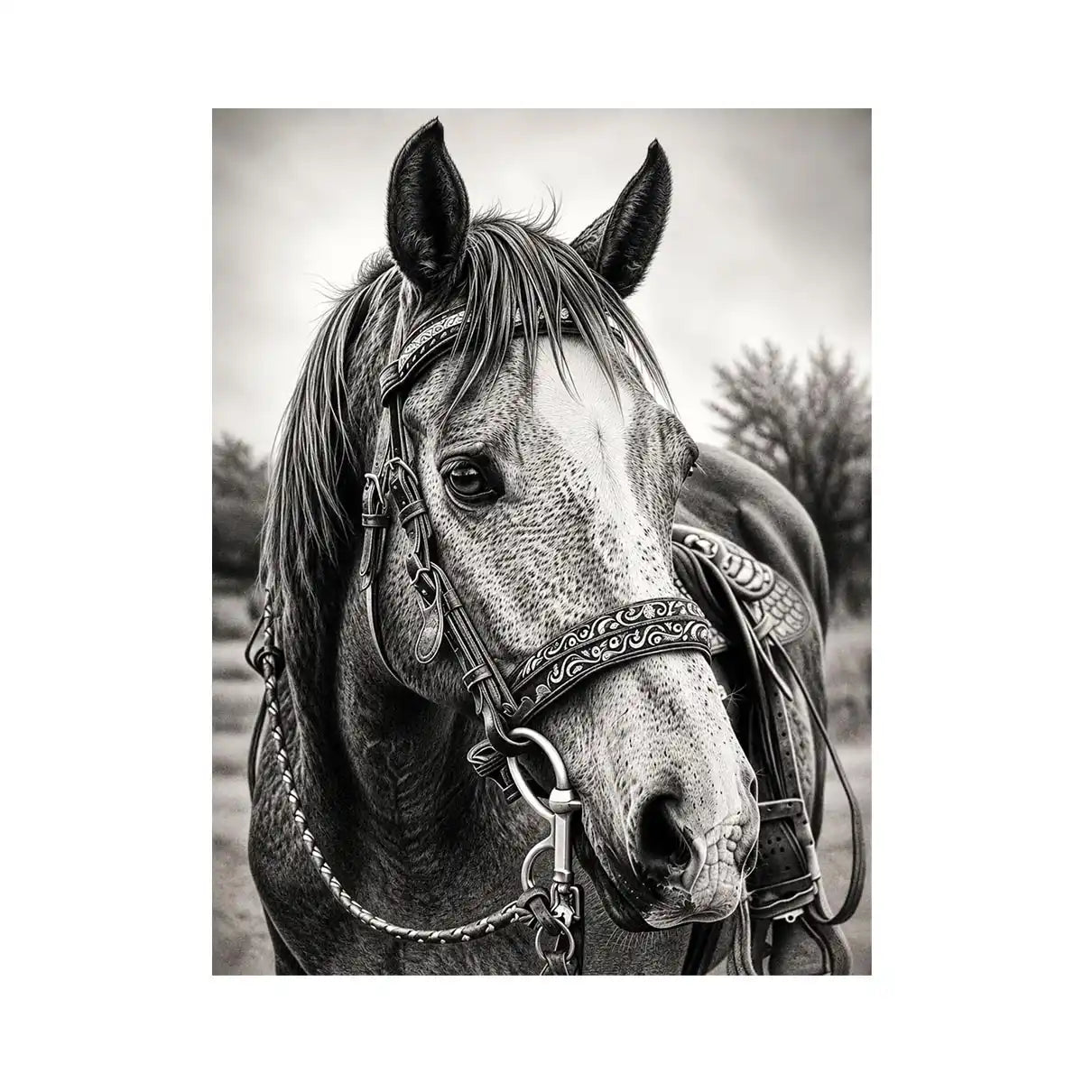 Serene equine portrait in black and white