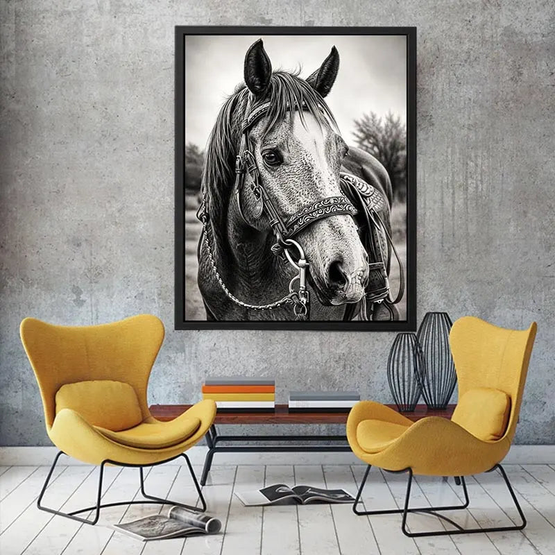 Serene equine portrait in black and white