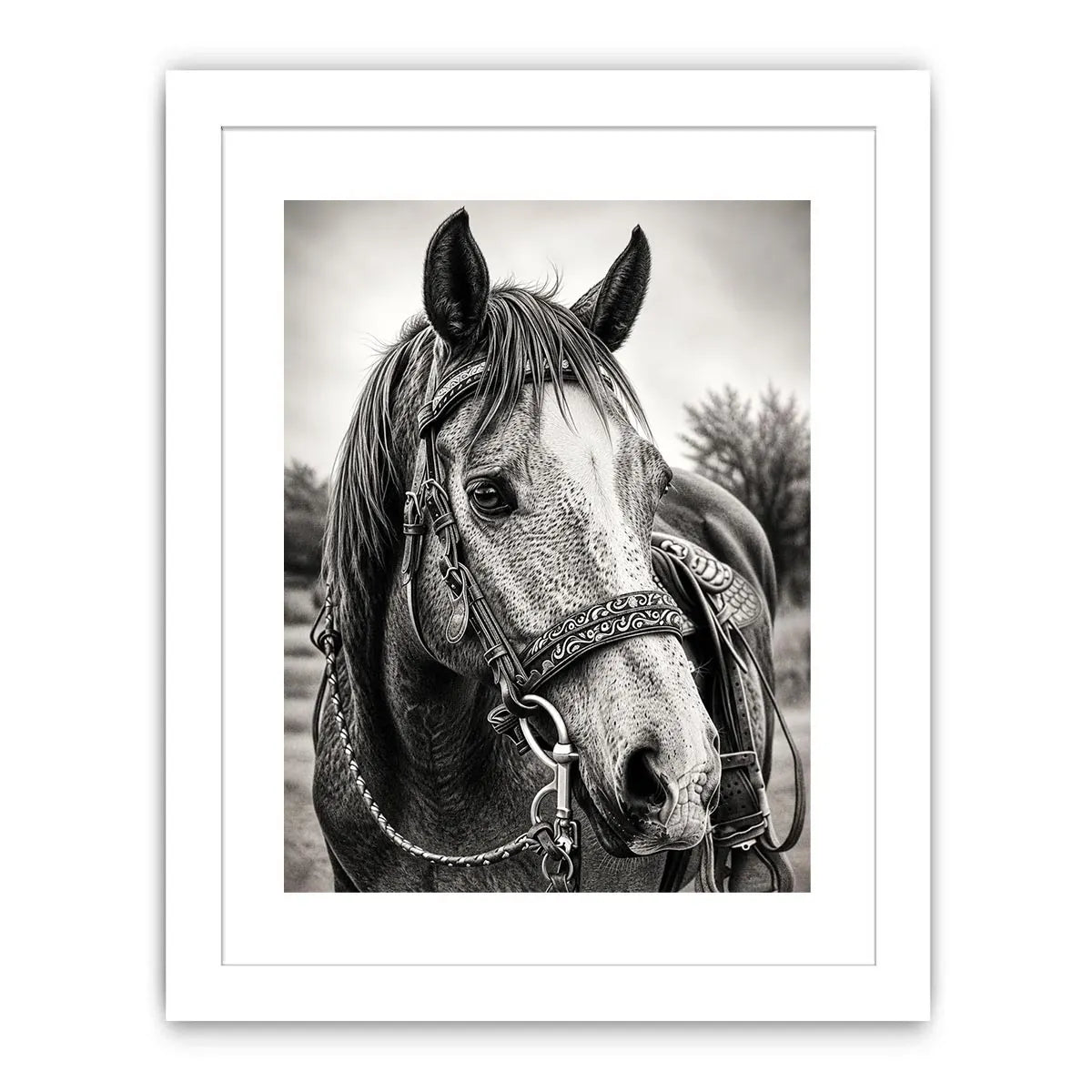 Serene equine portrait in black and white