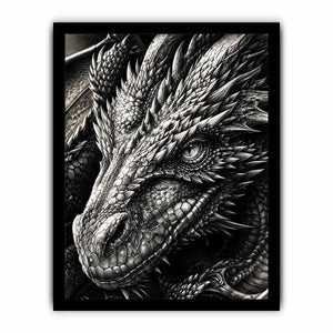 Fierce dragon in monochrome detail