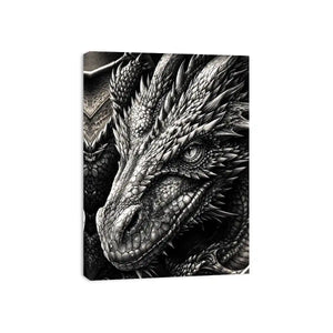 Fierce dragon in monochrome detail