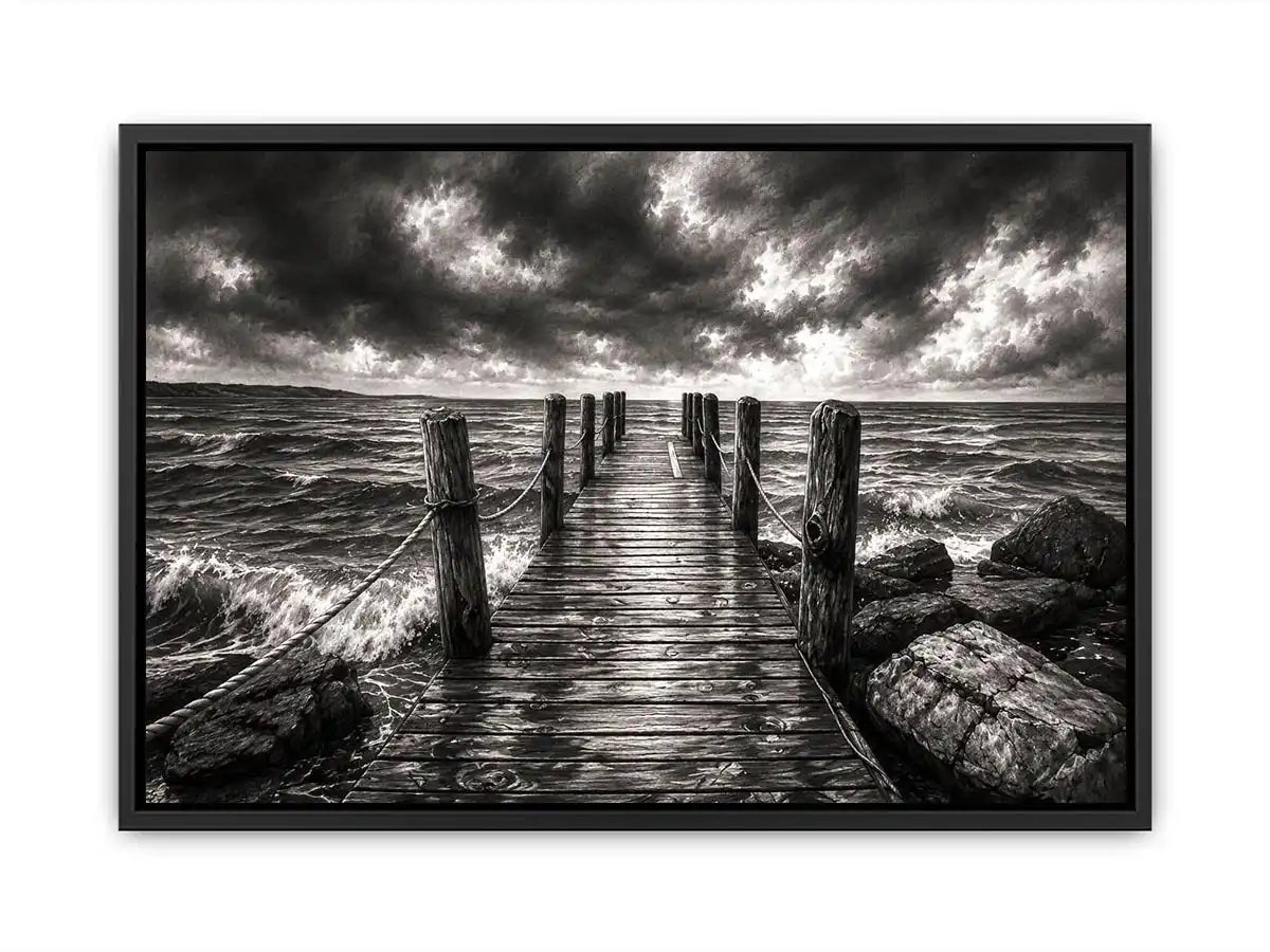 Stormy pier at sea