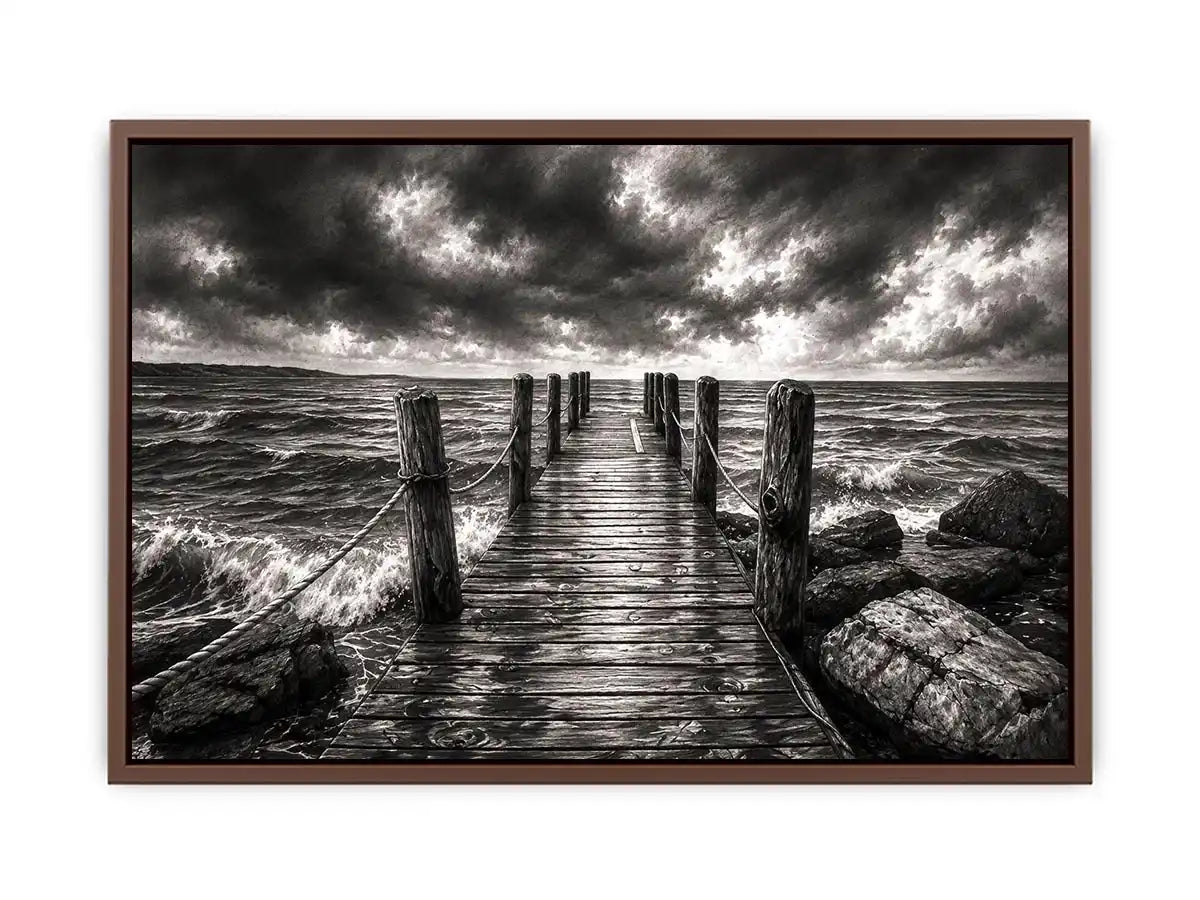Stormy pier at sea