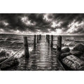 Stormy pier at sea