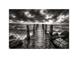Stormy pier at sea