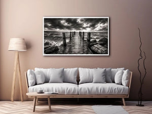 Stormy pier at sea