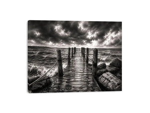 Stormy pier at sea