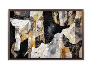 Abstract collage with textured gold accents