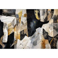 Abstract collage with textured gold accents
