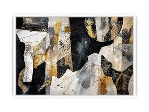 Abstract collage with textured gold accents