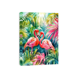 Tropical flamingos in watercolor paradise
