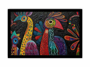 Vibrant folk-art bird mural