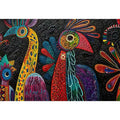 Vibrant folk-art bird mural