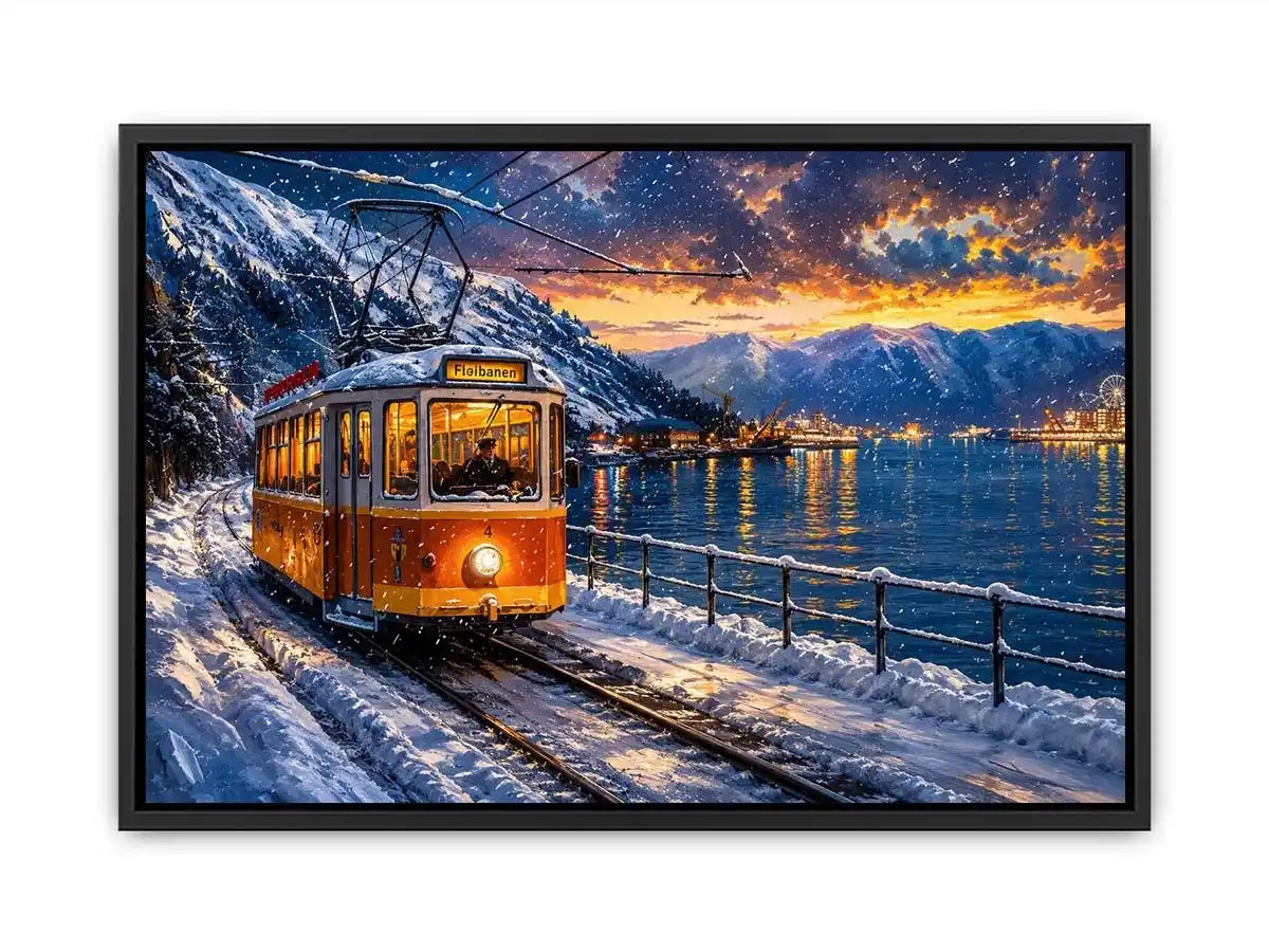 Winter tram journey in Bergen