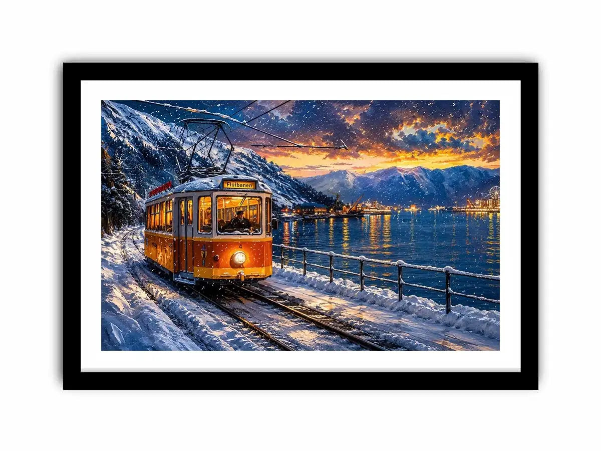 Winter tram journey in Bergen