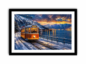 Winter tram journey in Bergen