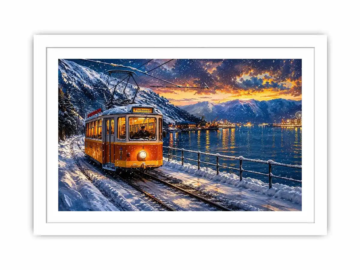 Winter tram journey in Bergen