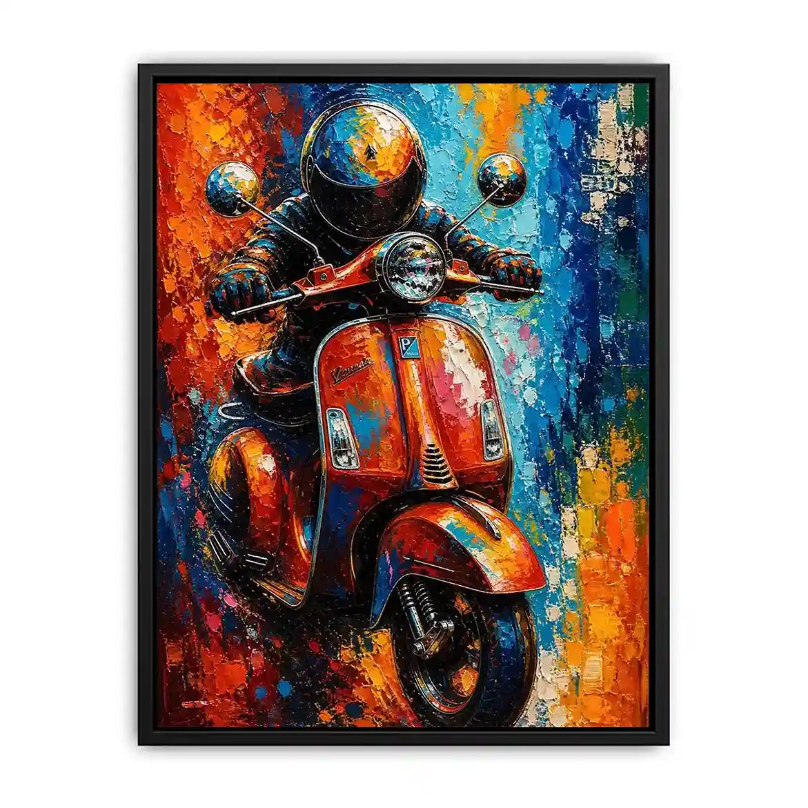 Vibrant Vespa in dynamic cityscape