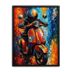 Vibrant Vespa in dynamic cityscape