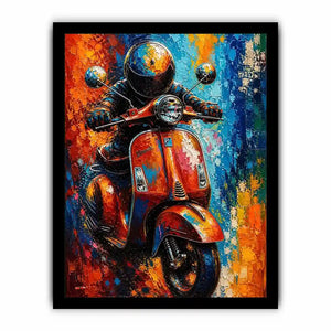 Vibrant Vespa in dynamic cityscape