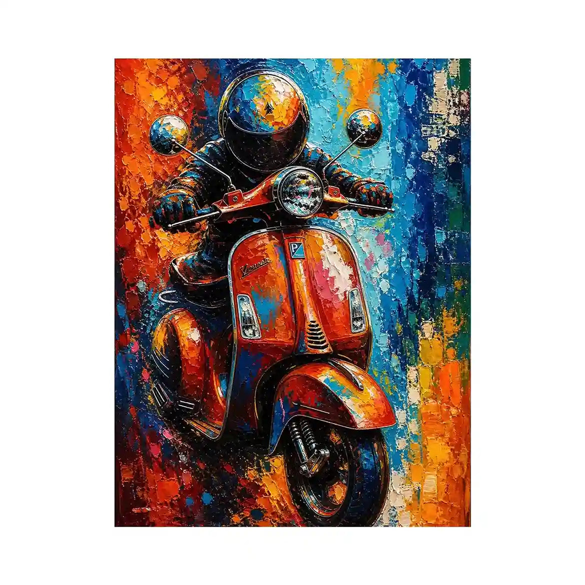 Vibrant Vespa in dynamic cityscape