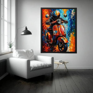 Vibrant Vespa in dynamic cityscape