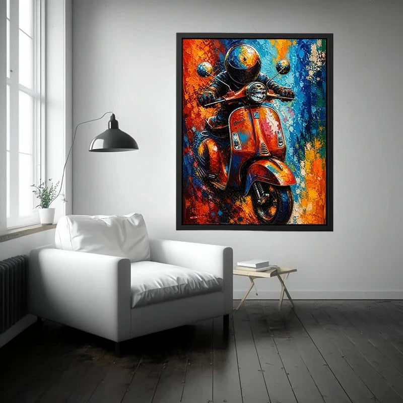 Vibrant Vespa in dynamic cityscape