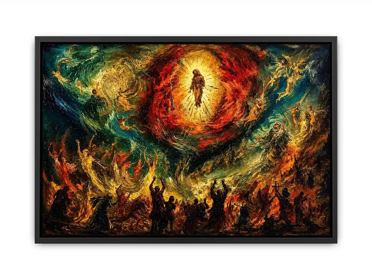Divine ascension in fiery chaos