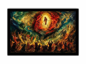 Divine ascension in fiery chaos