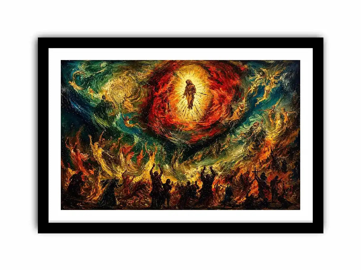 Divine ascension in fiery chaos