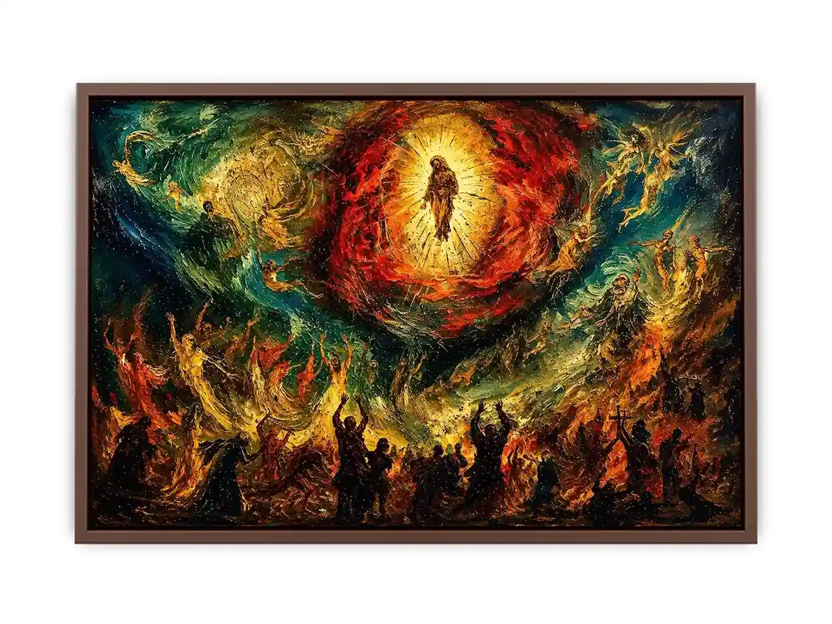 Divine ascension in fiery chaos