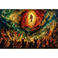 Divine ascension in fiery chaos