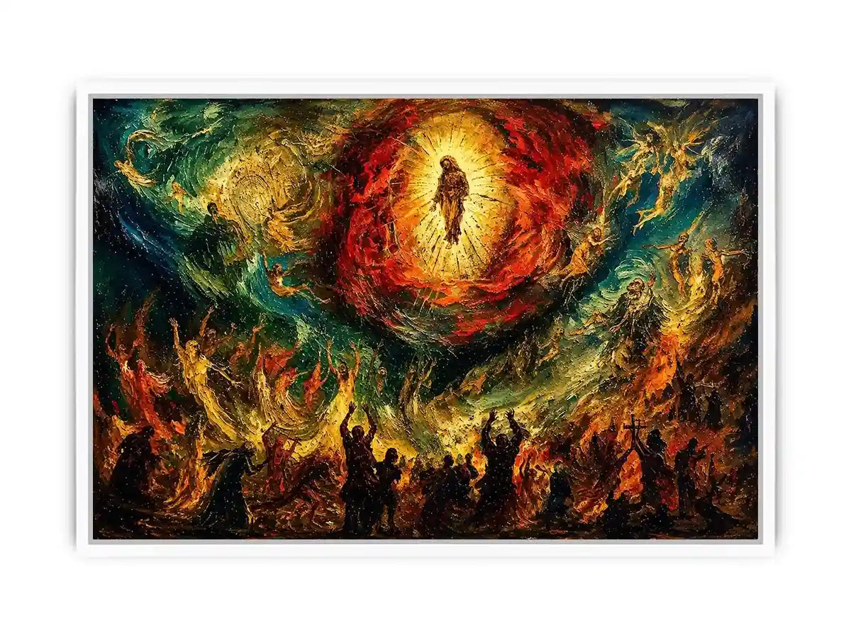 Divine ascension in fiery chaos