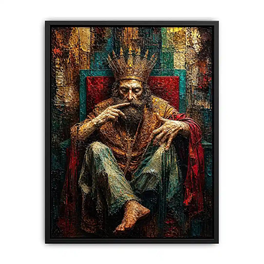 Regal king in moody portrait