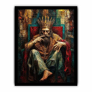 Regal king in moody portrait