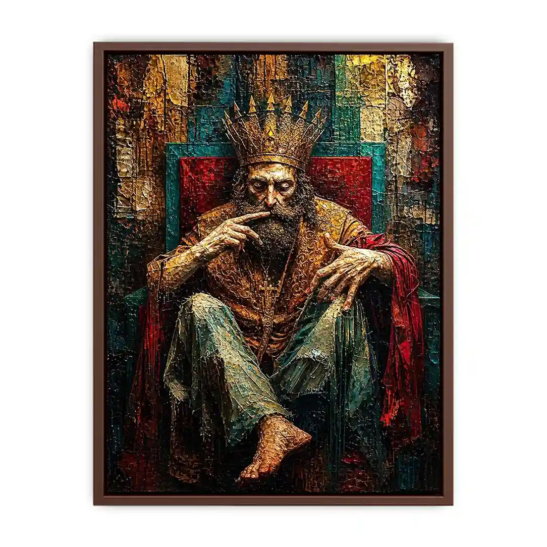 Regal king in moody portrait