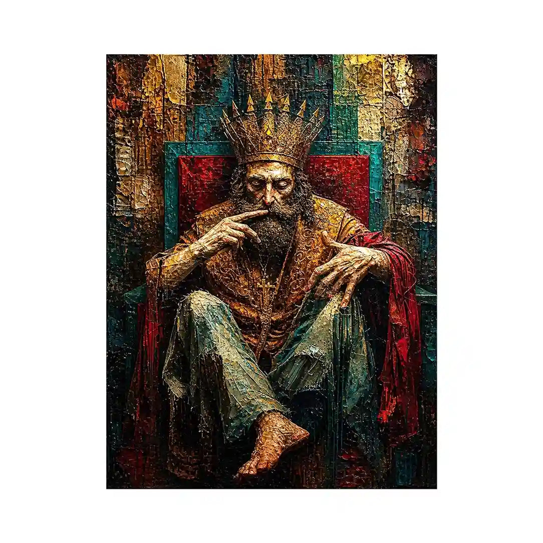 Regal king in moody portrait